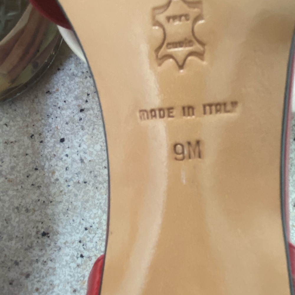 Size 9 Red Italian Garolini slide shoes.